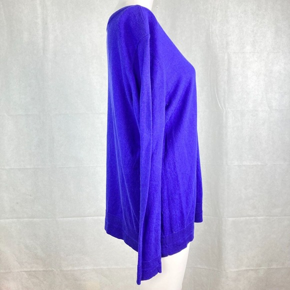 Talbots Sweater Womens Sz L Purple Cotton Stretch Rib Ribbed Trim Pullover - Picture 3 of 9